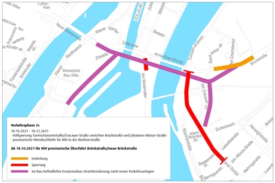 Übersichtskarte-ENB-SBZ-2c-Vollsperrung Turmschanzenstraße/Cracauer Straße zwischen Brückstraße und JohannesMünze-Straße, provisorische Wendeschleife in der Büchnerstraße