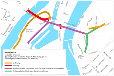 Übersichtskarte-ENB-SBZ-4-Legende-Sperrung Neue Strombrücke, Umleitung über Kleinen Werder und Sternbrücke