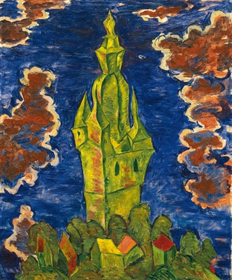 Walter Ophey | Turm in Brilon, um 1922 | Öl auf Leinwand, 77,7 x 64,5 cm | Foto: Kunsthaus Lempertz, Sascha Fuis Photographie, Köln