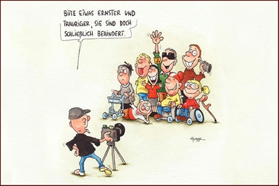 Cartoonist Phil Hubbe stellt Karikaturen zum Thema Inklusion aus