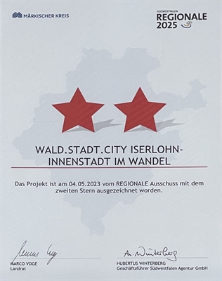 REGIONALE 2025_2.Stern_Wald|Stadt|City_Urkunde