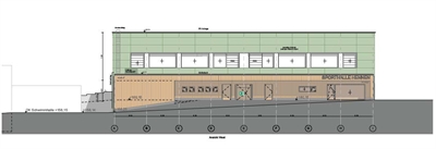 Zweifachturnhalle Hennen_Ansicht Westen